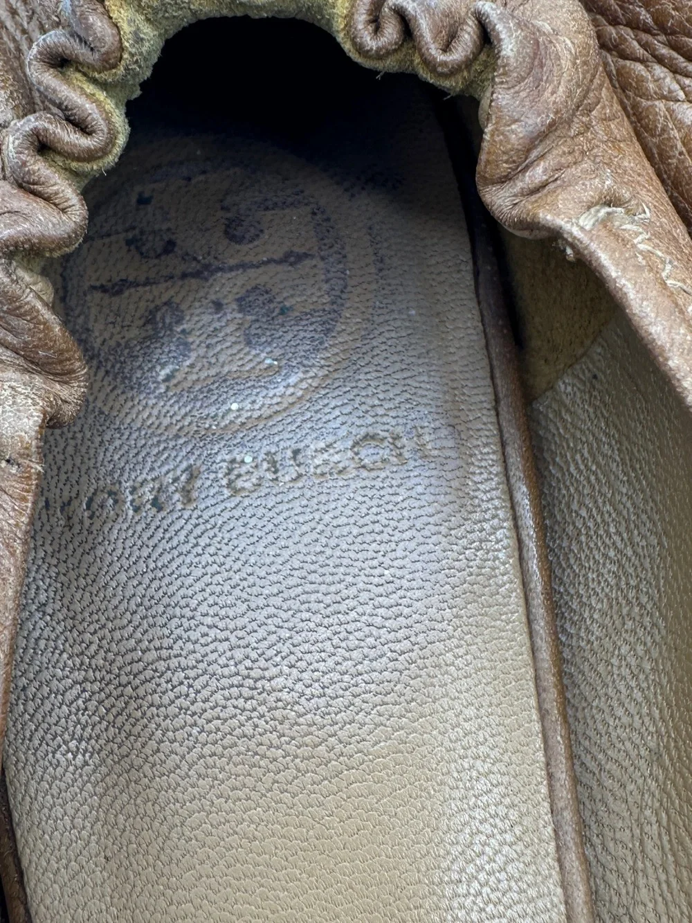 Tory Burch Brown Leather Logo Ballet Flats
